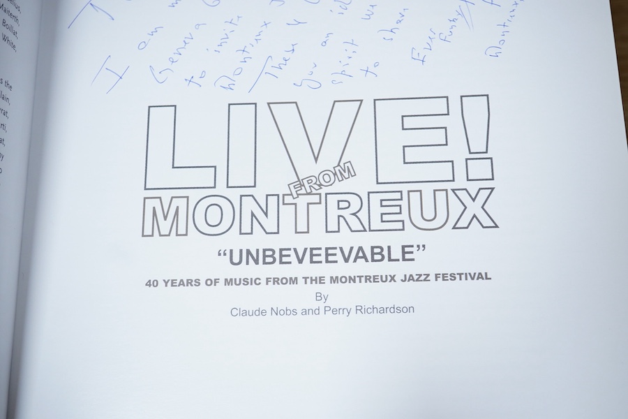Live! From Montreux: 40 Years of Music From the Montreux Jazz Festival (4 vols), limited edition; 680/5000, illustrated throughout, end papers and other end leaves with facsimile signatures and illustrations, publishers